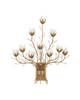 Currey and Company - 5000-0299 - Ten Light Wall Sconce - Star Magnolia - Antique Brass/White/Clear
