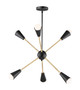 Maxim - 11266BKSBR - Six Light Pendant - Lovell - Black / Satin Brass