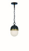 Crystorama - CAP-8506-MK-TG - Three Light Outdoor Pendant - Capsule - Matte Black + Textured Gold