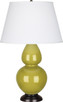 Robert Abbey - CI21X - One Light Table Lamp - Double Gourd - Citron Glazed Ceramic w/Deep Patina Bronze