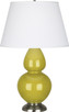 Robert Abbey - CI22X - One Light Table Lamp - Double Gourd - Citron Glazed Ceramic w/Antique Silver