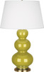 Robert Abbey - CI40X - One Light Table Lamp - Triple Gourd - Citron Glazed Ceramic w/Antique Natural Brass