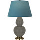 Robert Abbey - CR20B - One Light Table Lamp - Double Gourd - Ash Glazed Ceramic w/Antique Natural Brass