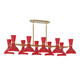Robert Abbey - RR20RR - Ten Light Chandelier - Clare - Modern Brass w/Ruby Red Painted