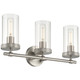 Access - 61123-BS/CLR - Three Light Vanity - Lily - Brushed Steel