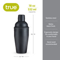 Ash Matte Black Stainless Steel Cocktail Shaker, 18 oz-view-2