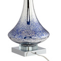 Glass curvy mercury blue table lamp