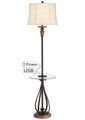 Metal and faux wood with tray floor lamp