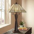 Metal bands with art glass shade Table Lamp