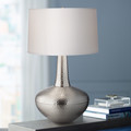 Antique nickel hammered metal vase Table Lamp