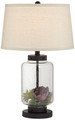 Fillable seedy clear glass jar Table Lamp