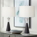 Black cone metal and crystal Table Lamp (set of 2)