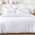 Dream Comfort Textured 3-Piece Duvet Cover & Sham Set; Seersucker White-view-5