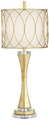 Curvy Gold Leaf Metal and Crystal Table Lamp