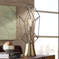 Caged uplight in Antique Brass Table Lamp