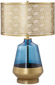 26" Blue glass with metal shade Table Lamp