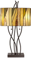 Metal Oak Vine with Art Glass Shade Table Lamp