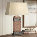 Faux Wood with Faux Metal Table Lamp