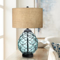 Blown glass in metal cage Table Lamp