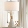 Two Cone Poly with Metal Band Table Lamp