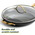 GreenPan Reserve Ceramic Nonstick 12" Frypan with Lid and Helper Handle | Black with Gold-Tone Handle-view-5