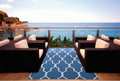 Inhaven Home &Garden Navy Geometric Trellis Moroccan Indoor/Outdoor Rug