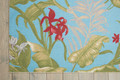 Waverly Sun N Shade Aqua Floral Indoor/Outdoor Rug