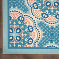 Waverly Sun N Shade All Over Design with Border Blue Indoor/Outdoor Rug