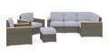 Boca Raton Outdoor 4 Seat Sectional, Arm Chair Pair and Ottoman