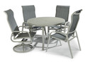 Captiva 5 Piece Outdoor Dining Set - Gray, 42" Diameter, 2 Swivel Chairs and 2 Arm Chairs