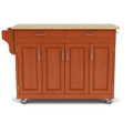 Create-A-Cart Kitchen Cart - Brown Wood with Towel Bar and Spice Rack