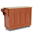 Create-A-Cart Kitchen Cart - Brown Wood with Towel Bar and Spice Rack