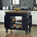 Montauk Kitchen Island - Black with Oak Finish Top