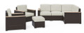 Palm Springs Outdoor 4 Seat Sectional, Arm Chair Pair and Ottoman