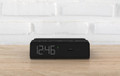 Alarm Clock with Wireless and USB and USB-C Charging Outlets, Station W, Jet Black
