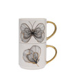 Gold Flower 15.5oz Stacking Mugs, Set of 2