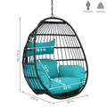 Sunnydaze Outdoor Resin Wicker Patio Dalia Hanging Basket Egg Chair with Cushions and Headrest - Teal - 2 piece