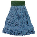 Performance Plus Blue Blended Loopend Mop Head, Medium Wide Band Green Mesh  (Pack of 12)