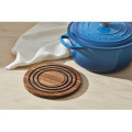 Le Creuset 8" Magnetic Wooden Trivet - Acacia Wood with Black Silicone Rings-view-2