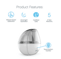 Pure Enrichment MistAire Silver Ultrasonic Cool Mist Humidifier, 8-1/8"H x 6"W x 8"D