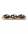 LX Collective Wood Tray with 3 Marble Dip Bowls-view-2