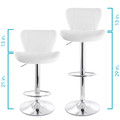 Elama 2 Piece Adjustable Faux Leather Bar Stool in White with Chrome Base-view-7