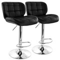 Elama 2 Piece Adjustable Faux Leather Tufted Bar Stool in Black with Chrome Base-view-1