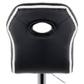 Elama 2 Piece Faux Leather Adjustable Bar Stool in Black and White with Chrome Trim and Base-view-3