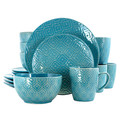 Elama Aqua Lily 16 Piece Luxurious Stoneware Dinnerware with Complete Setting for 4-view-9