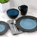 Elama Estevan 16 Piece Round Textured Stoneware Dinnerware Set in Charcoal and Blue-view-18
