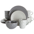 Elama Tahitian Diamond 16 Piece Stoneware Dinnerware Set in Slate and Pearl-view-1