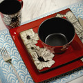 Elama Winter Bloom 16 Piece Square Stoneware Dinnerware Set-view-8