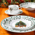 Gibson Home 20 Piece Ceramic Christmas Tree Trimming Dinnerware Set-view-2