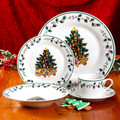 Gibson Home 20 Piece Ceramic Christmas Tree Trimming Dinnerware Set-view-9